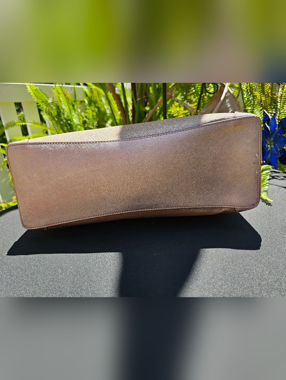 Kate Spade Shimmer Rose Gold Glitter Zip Top Tote Bag - Picture 5 of 12